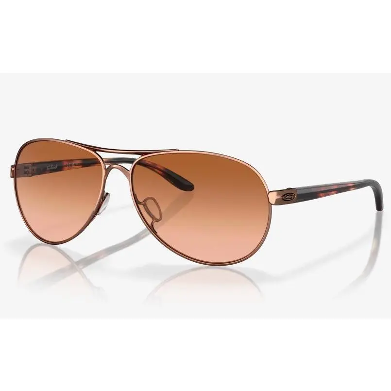 Oakley Feedback Women's Sunglasses, Stylish Rose Gold C-5 Alloy Frame with Acetate Stems & Bronze Gradient Lenses, Lightweight Design for Active Lifestyles, Stylish Accessories, Hdo Lenses