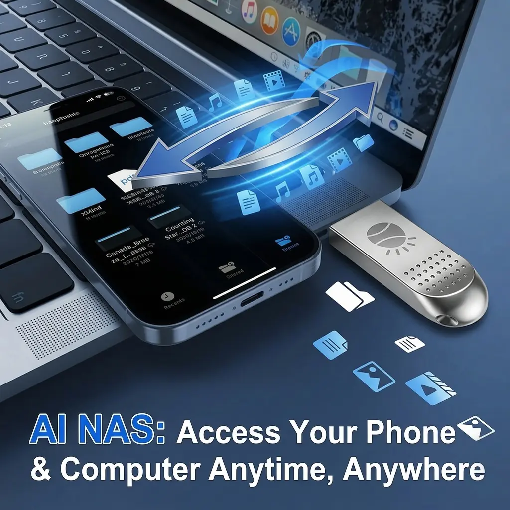 NetTether Compact Encrypted USB SSD Drive - Anti-Slip Shell, Fast Read-Write Speed, Plug-and-Play NAS Device, Cross-Platform File Transfer for Daily, Travel Use