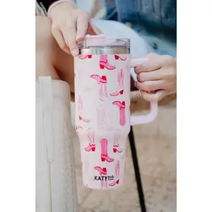 Light Pink Western Boots Coffee Tumbler Cup