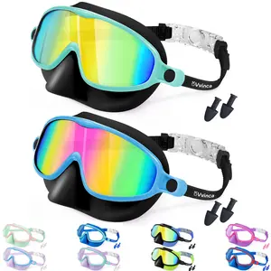 [Spring Shine]Vvinca Kids pool accessories-2 Pcs-Swim-Goggles with Nose Cover,   Wide View Anti Fog UV Anti Shattered Lens for Kids 3-6/6-15