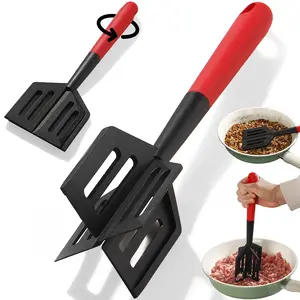 2-in-1 Meat Chopper and Spatula Stir Turner and Mix Mashing Tool for Ground Beef Hamburger Meat Ground Turkey Heat Resistant BPA Free Safe for Non-Stick Smash Burger Tool