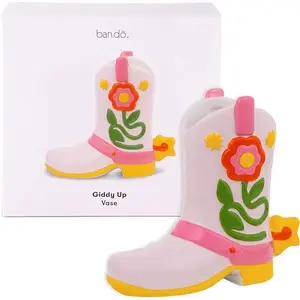 Small Cowboy Boot Vase, Colorful Ceramic Shelf Decor for Home or Office, Unique Flower Va... ceramic vase unique vase