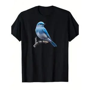 Men's Canadian bird design featuring a bluebird, symbolizing nature and national pride Graphic T-Shirt - Short Sleeve Crew Neck Regular Fit Casual Wear | Soft & Breathable Fabric, Durable Print, Everyday Comfort, Machine Washable, realistic wildlife
