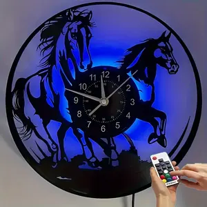 Horse Pattern Vinyl Wall Clock, Home Decor, Holiday Gift, Birthday Present, Graduation, Classroom, Party, Shop, Bar, Office, Kitchen Decoration