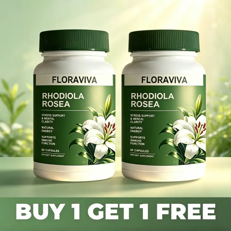 [BUY 1 GET 1 FREE] 2 Bottles Rhodiola Rosea Extract Adaptogenic Capsules (500mg) - Natural Herbal Extracts Stress Calm Supplement, Vegetarian Herbal Healthcare Dietary Support for Energy & Focus