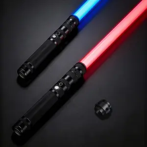 KUKIMO 2PCS RGB Lightsaber Set 2 in 1 Metal Handle 16 Modes USB Rechargeable Light Sword with Sound Effects for Cosplay Light Up Saber Double