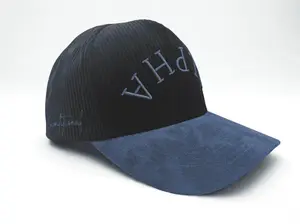 ALPHA  Suede and Corduroy Hat in Black and Blue
