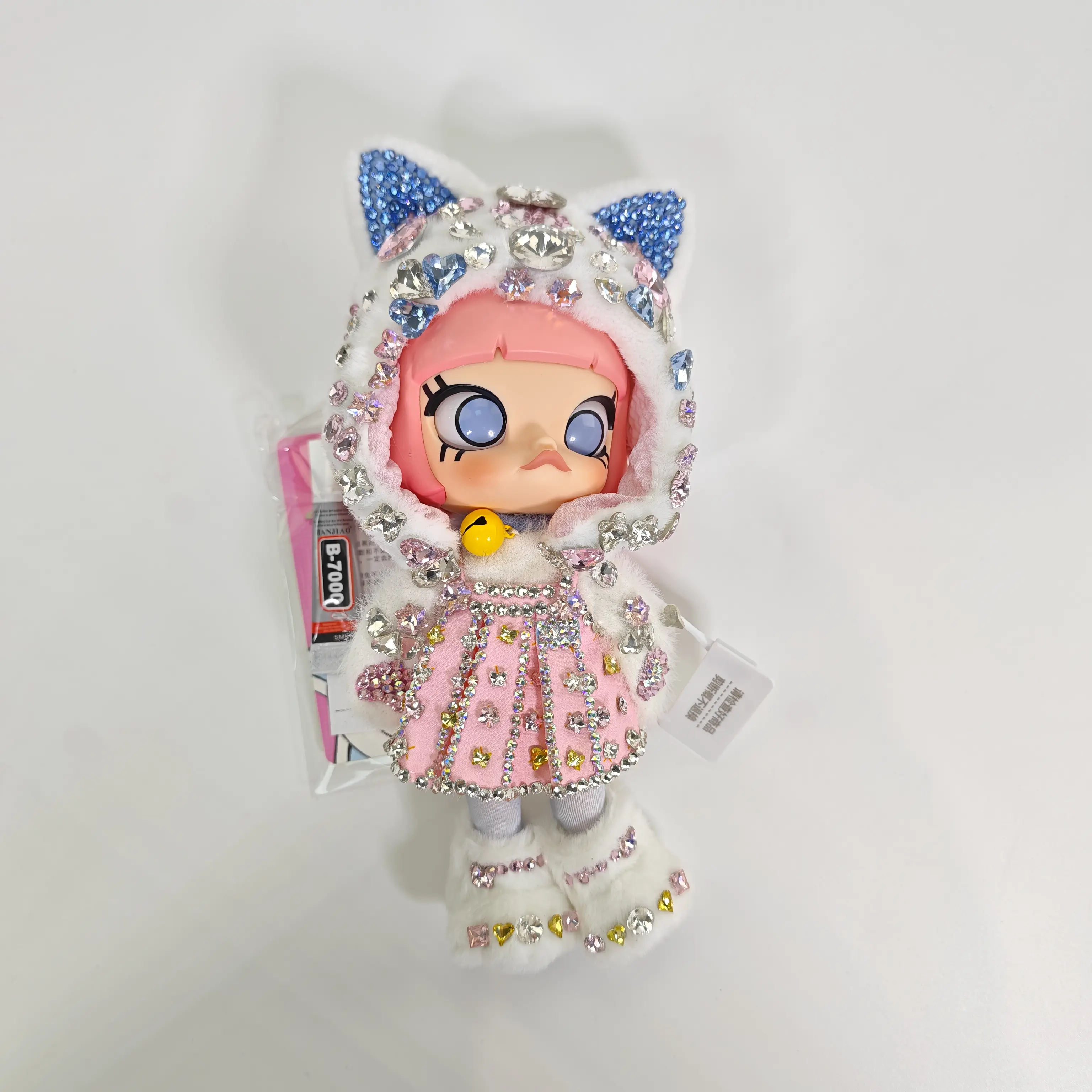 【MOLLY White Cat】Handmade Diamond Plush Doll