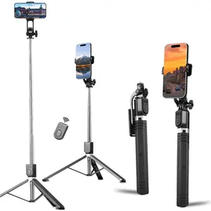 Portable Selfie Stick Tripod, Retractable Phone Tripod with Remote Control, Adjustable Phone Stand for Video Recording, Selfie Accessories for Travel, Travel Gadgets, Tripod Stabilizer
