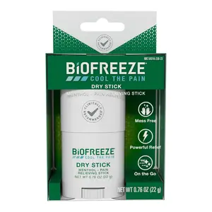 Biofreeze Dry Stick, Mess-Free Relief for Neck, Shoulder, Knee, Hip, Hand & Joint, Cooling Menthol Pain Relief Stick, Up to 100 Uses