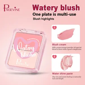 PAGE VINE Dual Colors Multi Purpose Watery Glossy Blusher Balm Buildable Blendable Naturally Brightening Long Lasting Cream Blush Blends Easily with Natural Skin Tones