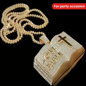 "3D Crucifix Zircon Necklace | Unisex Stainless Steel Bible Pendant w/ Punk Chain | Holy Edge Jewelry for Streetwear & Church Fashion ✝️ #RebelFaithStyle #EasterGift2025"