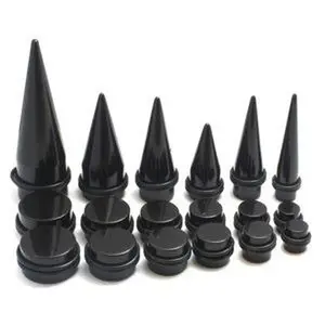 18Pc Black EAR STRETCHING KIT 00g 1/2 9/16 3/4 7/8 PLUGS TAPERS
