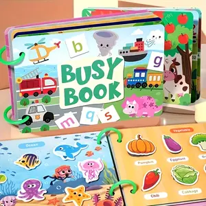 A 10-page interactive quiet book with reusable educational stickers designed to improve motor skills and cognitive abilities, perfect for learning and teaching, a writing aid for back-to-school supplies, Christmas gifts, Learning materials