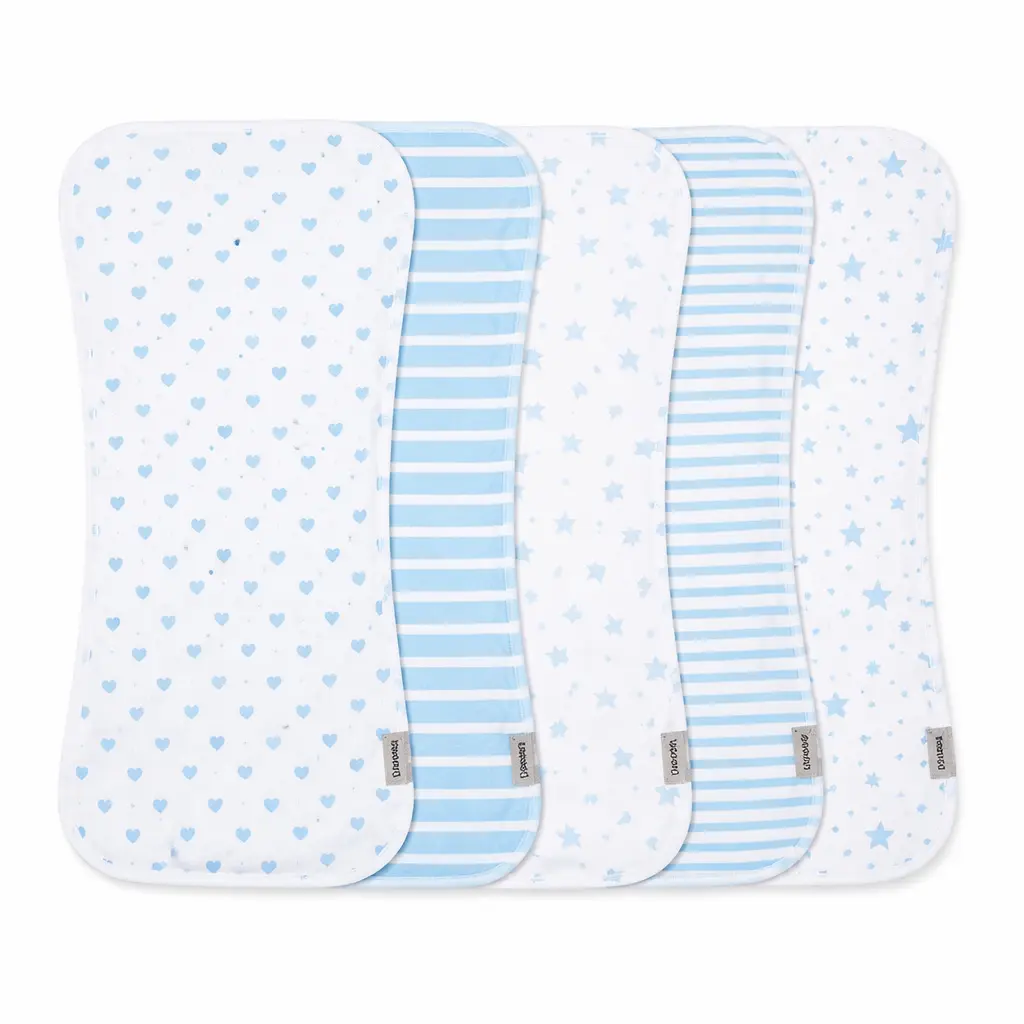 5 Pack Four-Layer Muslin Baby Burp Cloths – Soft Absorbent Feeding Bibs & Towels for Boys & Girls, Breathable Newborn Nursing Cloths for Spit-Up & Drool