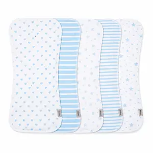 5 Pack Four-Layer Muslin Baby Burp Cloths – Soft Absorbent Feeding Bibs & Towels for Boys & Girls, Breathable Newborn Nursing Cloths for Spit-Up & Drool