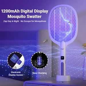 3400v Bug Zapper Racket Swatter, 1200mAh Rechargeable Battery, Mosquito Killer with six Purple Light, 3-Layer Safety Mesh,360-400nm  mosquito-inducing wavelength, Powerful Bug Zapper Indoor & Outdoor,Ideal for Bedroom&garden&camping