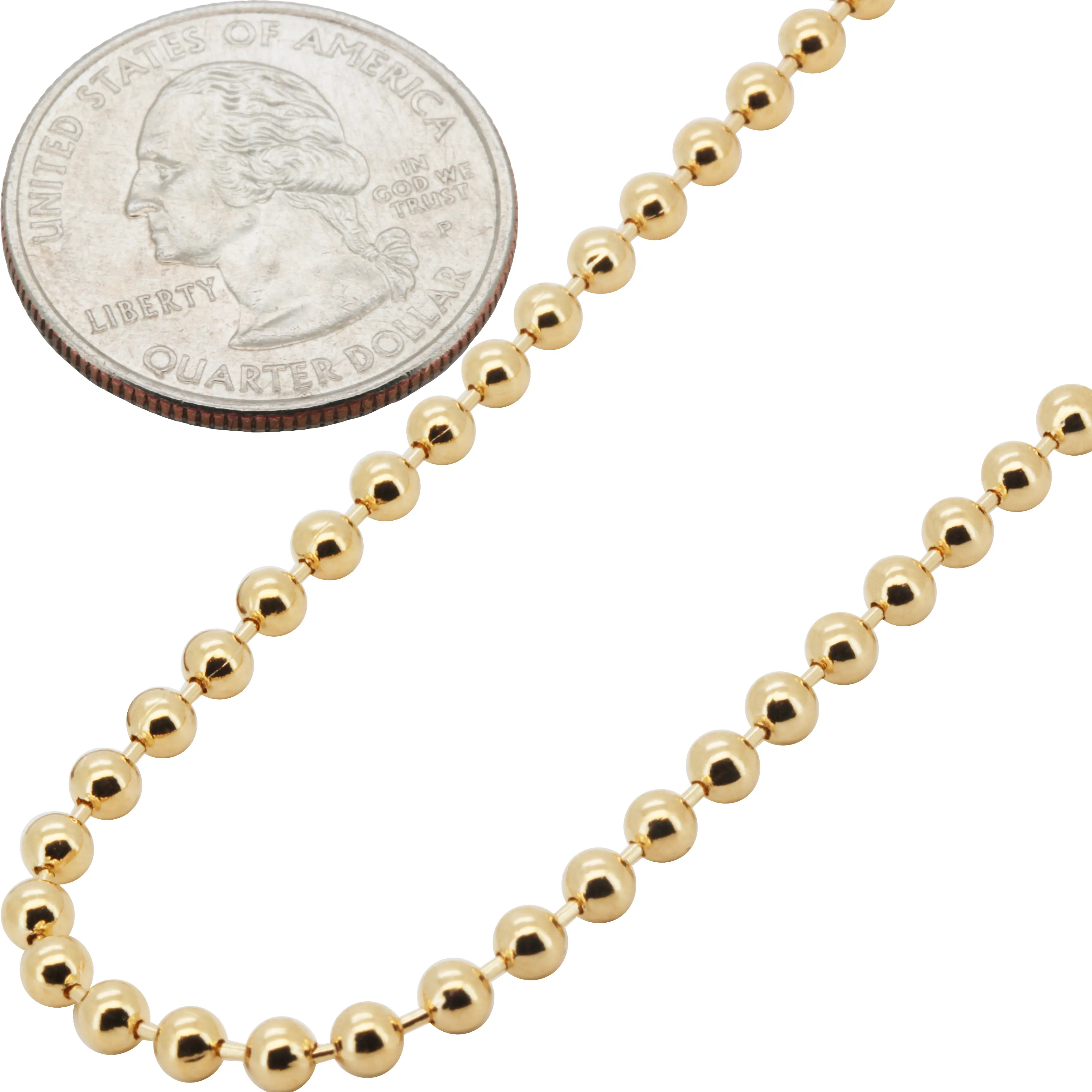 18k Yellow Gold Filled 3mm Ball Chain Necklace 20"-24”