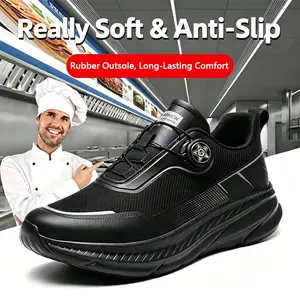 Men's non slip high-quality chef work shoes -wide toe,chef shoesbreathable low cut PU mesh design, MD rubber cushioning sole, all season indoor use, EVA comfortable insole, multiple sizes to choose from