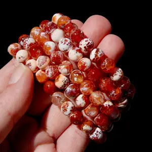 Mexican Fire Agate Crystal Bracelet, 8mm Beads