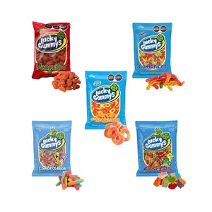 Lucky Gummys (1 Kg Bag) Flavors of Chili Coated Mango Bites, Sour Gummy Worms, Gummy Worms, Gummy Bears, or Peach Rings, Snack Candy Sweet Chewy Mango Chili Flavor, Dulces Mexicanos Tangy, Sour