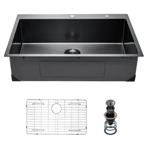 VEVOR 27 inch Kitchen Sink Workstation, 304 Stainless Steel Undermount Sink, Drop-In Single Bowl Farmhouse Basin with Ledge Multiple Accessories, Household Dishwasher Sinks for RV, Prep Kitchen, Bar