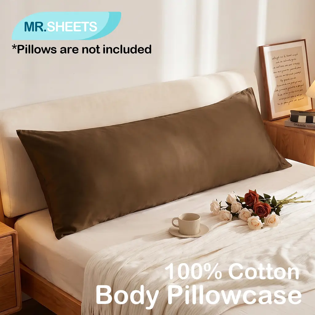 NTBAY Egyptian Cotton Body Pillowcase 20x54 Inches, 500 Thread Count Soft Breathable Long Pillow Cover, Envelope Closure, Luxurious Machine‑Washable Bedding