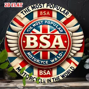 1pc British Flag Round Metal Wall Sign - Union Jack Rustic -Themed Decoration, Durable /Outdoor Art for home, Garage, Pub, Office - Vintage British Symbols for wall Decor (7.8x7.8" Round),  Perfect for Room Decor