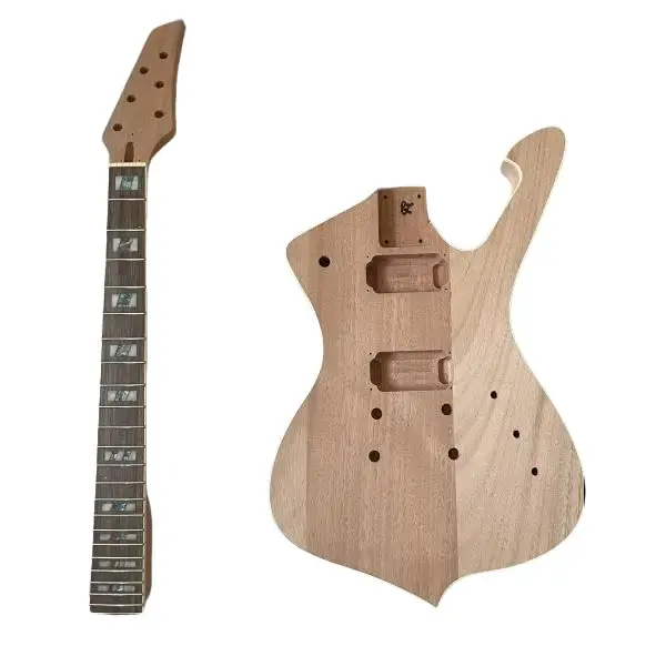 DIY Guitar Kit - Beginner-Friendly 6-String Electric Guitar Complete Kit, Solid Mahogany Body & Bolt-On Neck, Rosewood Fingerboard, Colored Shell Inlay, 22 Frets, 24.75in, Fixed Bridge, All Seasons Use