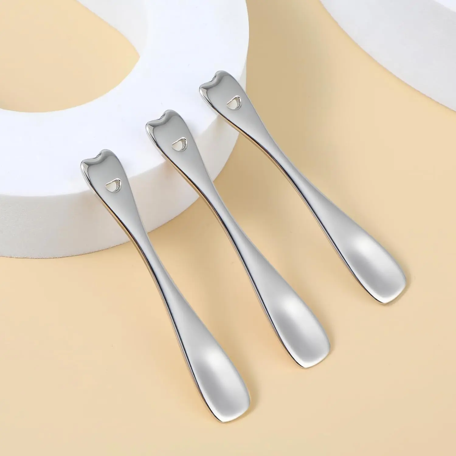 Mini Spoon Face Spatula Makeup Small Skincare For Cosmetics Mask Make Up Tool Beauty Skin Care Lotion Cosmetic Facial Spatulas Cream Product Moisturizer Applicator Tiny Scoop Lip Scooper