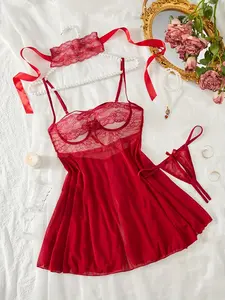 Sexy Lingerie Red Sleeveless Nightdress Nightwear