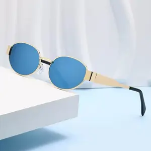 New Tinted Blue Coated Blue Retro Vintage Oval Sunglasses – Unisex Classic Shades
