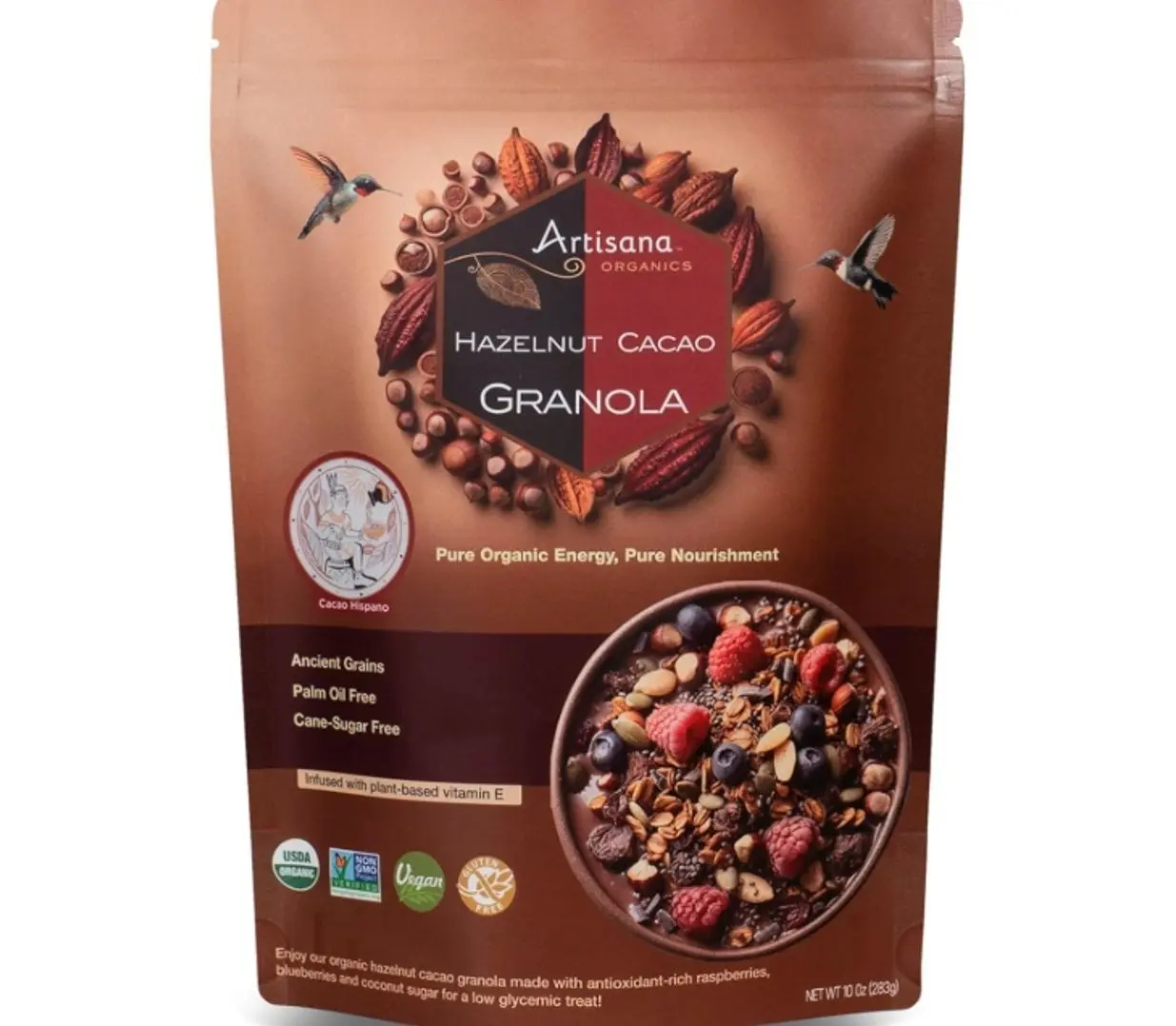 Artisana Organics Hazelnut-Cacao Granola - Gluten-Free, Vegan, Low Glycemic, Organic, Palm Oil-Free, Ancient Grains with Plant-Based Vitamin E, 10 oz