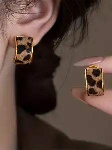 Women's Fashion Leopard Print Hoop Earrings, Vintage Style, Ideal for Daily Wear, Dancing, Banquets & Parties