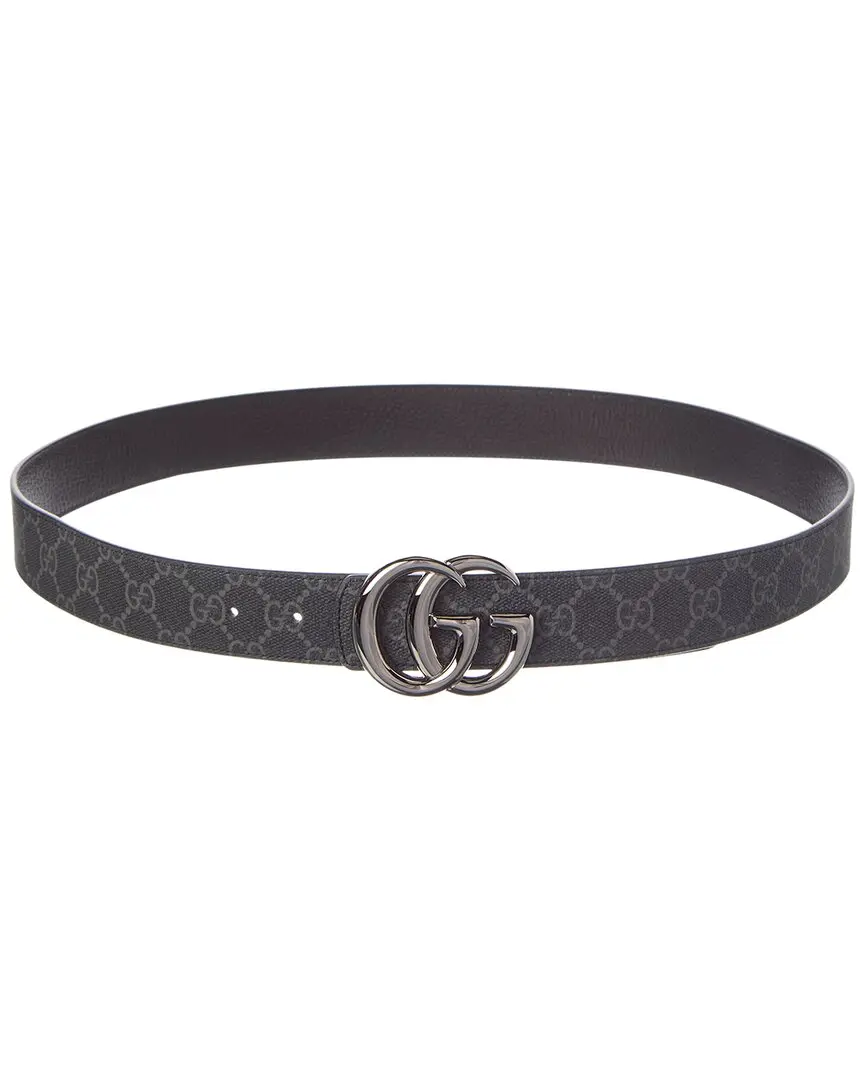 Gucci GG Marmont Reversible GG Coated Fabric & Leather Belt