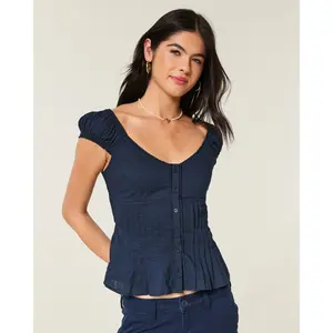 Hollister V-Neck Pintuck Top