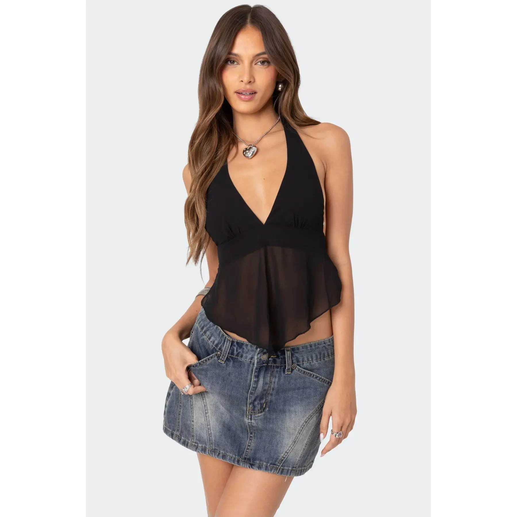 Ethereal Sheer Chiffon Halter Top