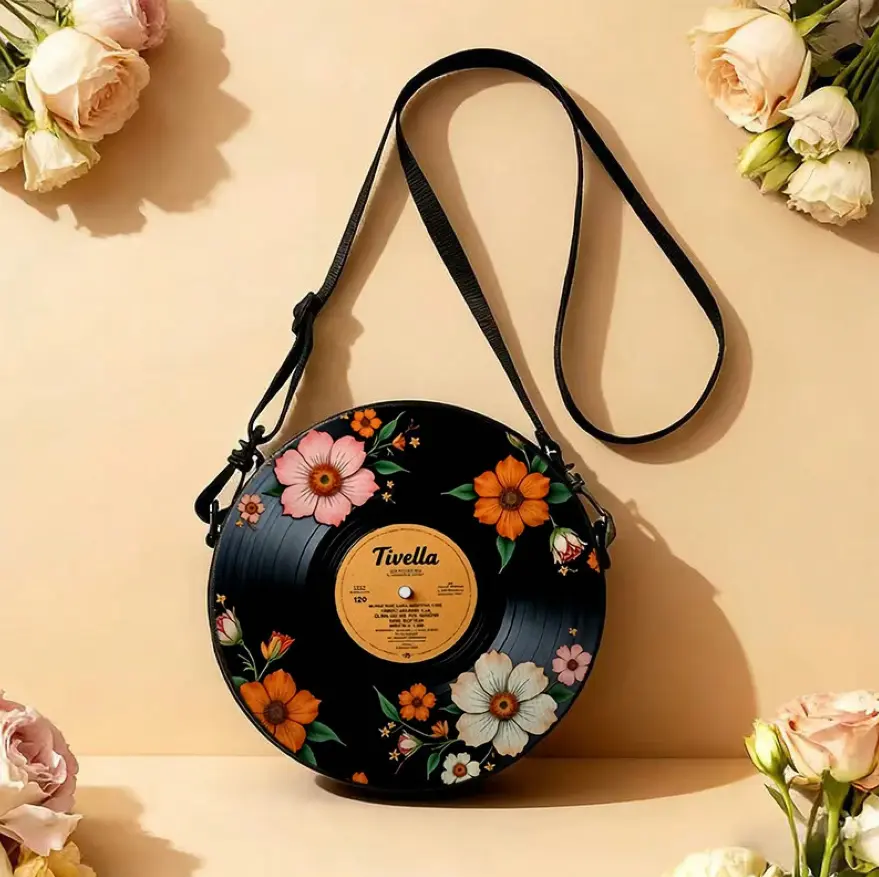 Women's Vintage Floral Print Crossbody Organiser Bag, Adjustable Strap, Zipper Closure, 600D Oxford Fabric, Black/Beige/Gray | Home Organizers Storage Bags & Luggage
