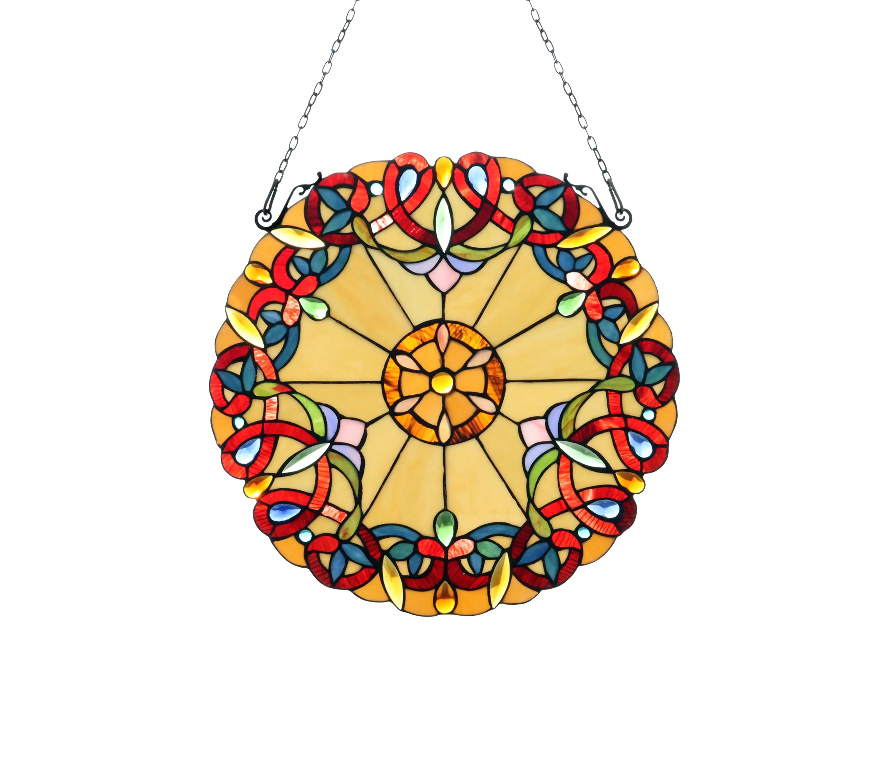 3P019-AV20RND RADIANCE goods Tiffany Victorian-Style Stained Glass Window Panel 20" Height