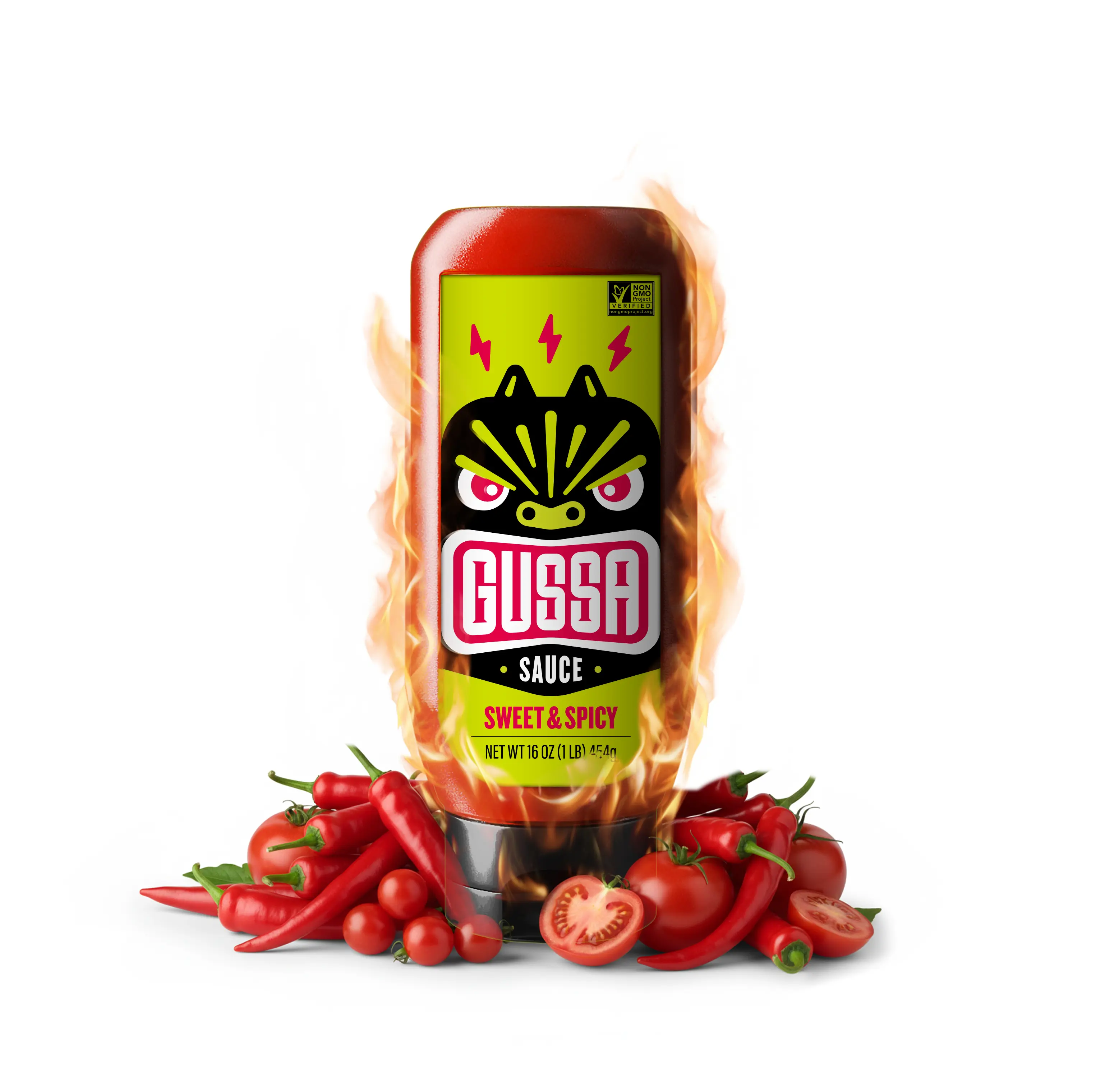 Gussa SPICY & sweet Sauce -️ Seriously Spicy Sriracha Style Sauce That Brings the Heat - 16 oz - Vegan, Non-GMO, No Preservatives, Gluten-Free