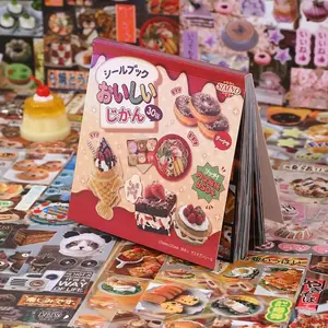 Simno 30 Pages Food Themed Sticker Book with Over 650 Pieces Compact 12.5 cm x 12.5 cm Coated Paper Stickers for Personalized Gifts and Decor