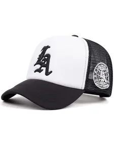2025 Personalized Creative New Mesh Hat LA Side Earth Embroidery Street Dance Hip Hop Hat Outdoor Cycling Fishing Sunshade Hat Daily Wear Decoration Adjustable Baseball Hat Trucker Cap Male and Female