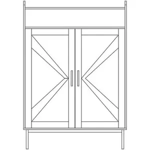 Farmhouse 2-Door Storage Cabinet, Rustic Accent Cabinet with Decorative X-Shaped Panel Doors, Wooden Sideboard Buffet Cabinet with Metal Legs, Freestanding Storage Organizer for Kitchen, Living Room, Entryway