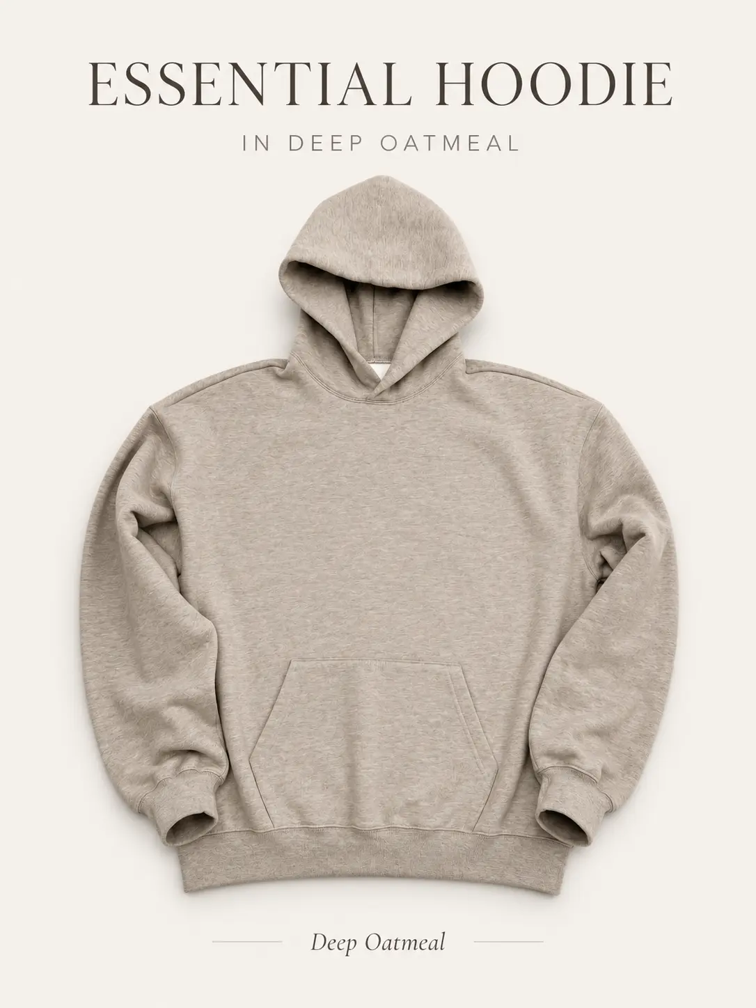 22 Mens Oversized Heather Dark Oatmeal Gray Heavyweight Fleece Minimalist Streetwear Pullover Hoodie