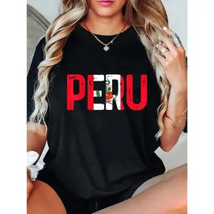 🎉 100% Cotton Peru Peruvian Flag Vintage Pride T-Shirt Casual Short Sleeve Shirt