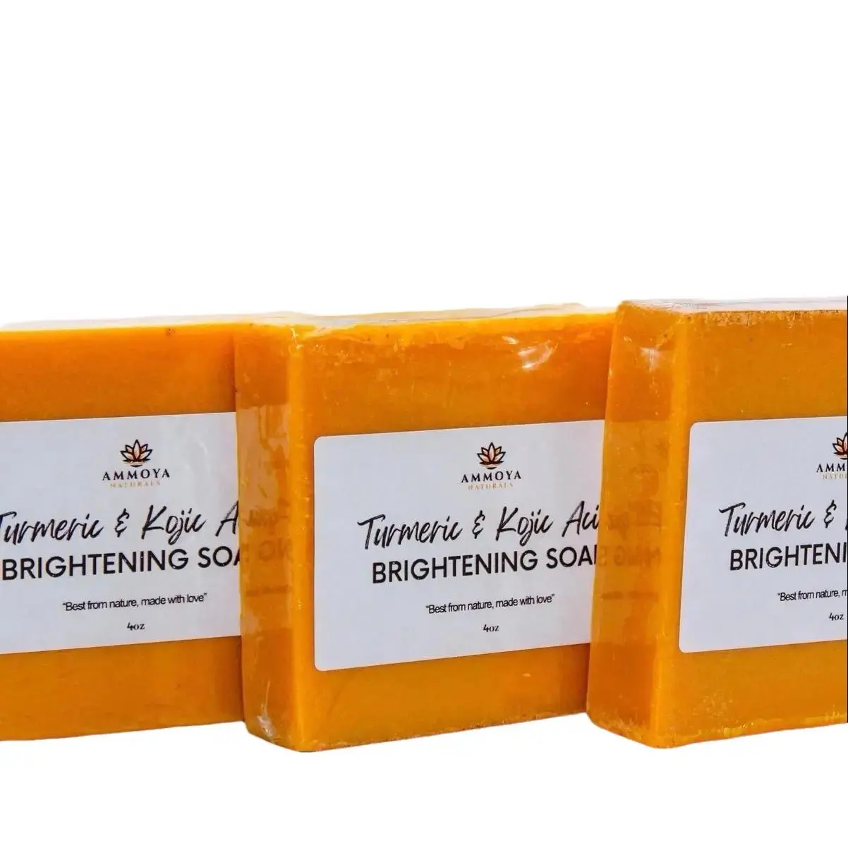 Ammoya Naturals Turmeric and Kojic Soap Multi Pack - 2-5 Bars, Cleanser, Body Wash Radiant Lemon Carrot Lavender Turmerickojicacidsoap Cleansing Soft Nourishing Blend Skin Care Comfort Skin Repair
