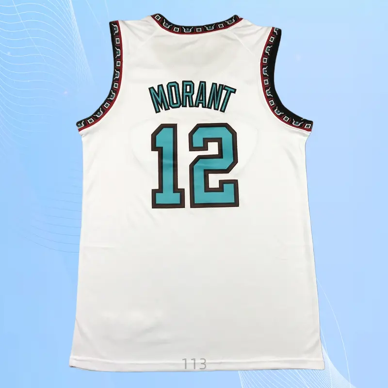 Ja Morant Men's Classic-Design Sleeveless stitched Basketball Jerseys White shirt