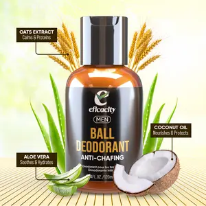 Eficacity Men Ball Deodorant Anti-Chafing Formula 4 Fl Oz by Robutop Ultimate Comfort Sleek Design for Easy Application with Aloe Vera & Oat Extract