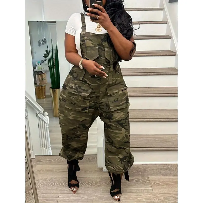 Camo overalls Jumpsuit -overalls Utility Jumpsuit w/ Multi-Pockets|     Streetwear & Casual One-Piece for Women For Spring/Summer