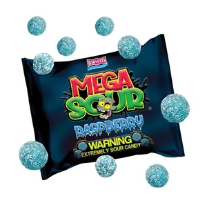 Barnetts Mega Sour Candy Raspberry - Trendy Sweet Bags - Traditionally Handmade Sweets - Sour Coating Lasts 20 Seconds - Candies for Party Bag, Gift Hamper, or Hamper Box
